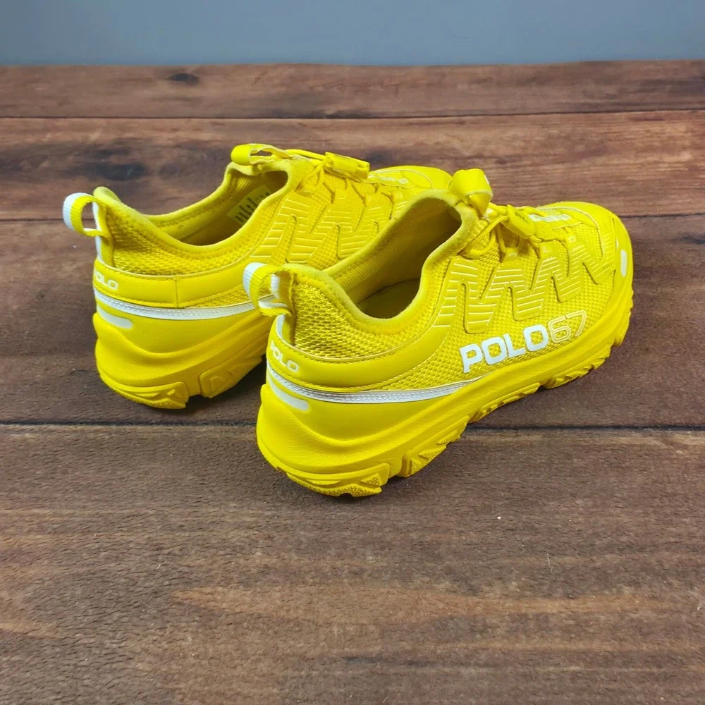 Polo Ralph Lauren Polo67 Sneakers Mens 7.5 Yellow Good Toggle Lacing Athletic